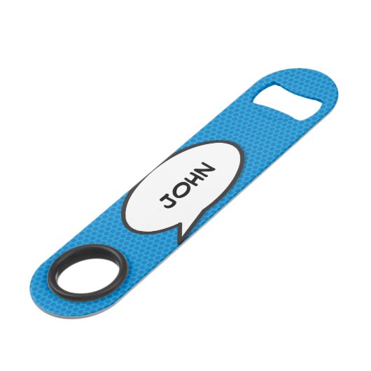 Speciaal Pop Kunstkomisch Boek Speech Bubble Speed Flessenopener (Voorkant Gekanteld)