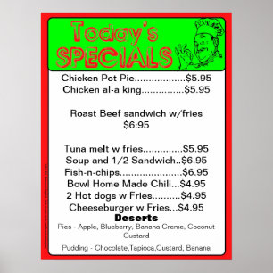 Speciaal Poster van vandaag - restaurantbenodigdhe