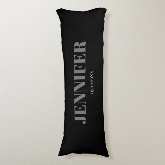 Speciaal proefblad met zwarte naam lichaamskussen (Voorkant Verticaal)