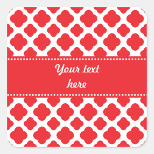 Speciaal Red Quatrefoil-patroon Vierkante Sticker