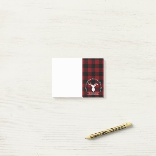 Speciaal rode en zwarte buffelcheque post-it® notes (Op bureau)