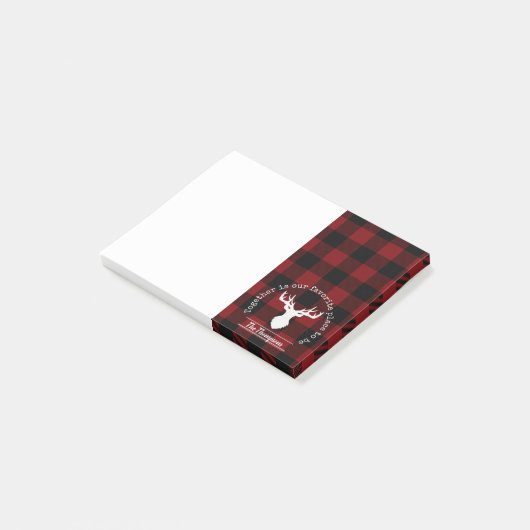 Speciaal rode en zwarte buffelcheque post-it® notes (Schuin)