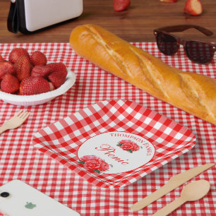 Speciaal Rode Gingham Buffalo Picnic Square Papieren Bordje