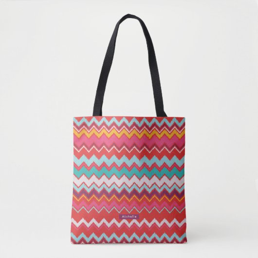 Speciaal Rode Ikat Chevron Pattern Bridesmaid Draagtas (Voorkant)