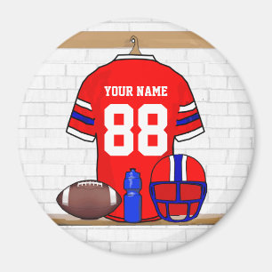 Speciaal Rode White Blue Football Jersey Magneet