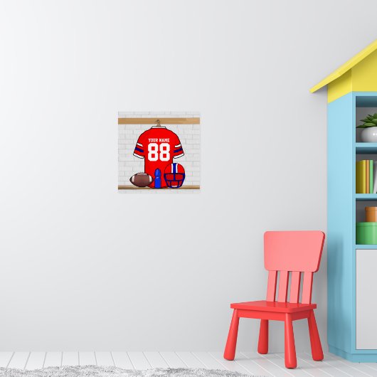 Speciaal Rode White Blue Football Jersey Poster (Kinderkamer 1)