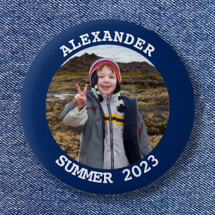 Speciaal rondreizend familiefamilie foto Navy Blue Ronde Button 5,7 Cm