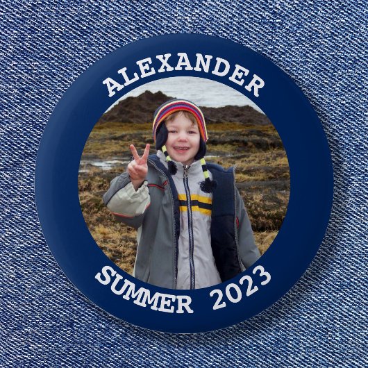 Speciaal rondreizend familiefamilie foto Navy Blue Ronde Button 5,7 Cm