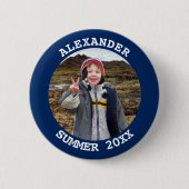 Speciaal rondreizend familiefamilie foto Navy Blue Ronde Button 5,7 Cm (Voorkant)