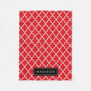 Speciaal rood en zwart Quatrefoil Fleece Deken