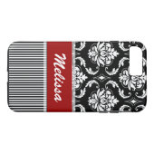 Speciaal rood, wit, zwart, Damask gestreept Case-Mate iPhone Case (Achterkant (Horizontaal))