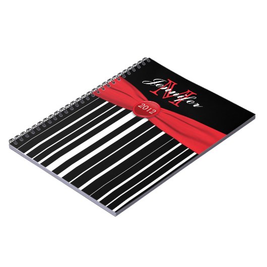 Speciaal rood zwart wit gestreept Notitieboek (Linkerzijde)