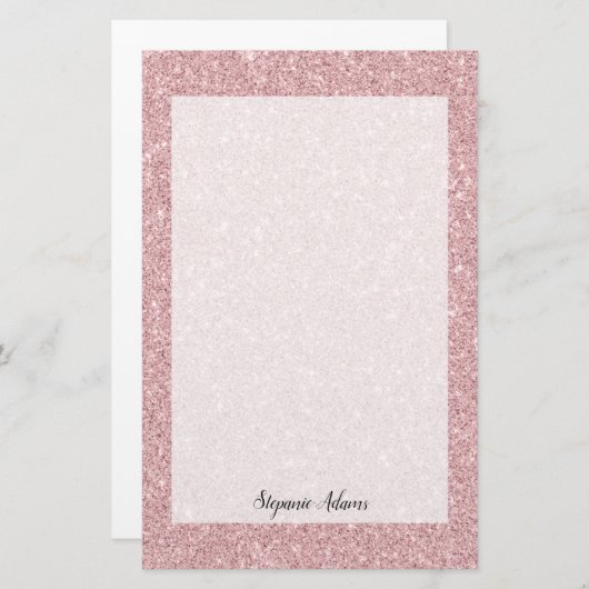 Speciaal Roos Glitter Briefpapier (Voorkant / Achterkant)