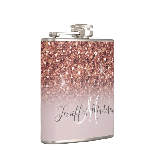 Speciaal Roos Gold Glitter drijft meisje luxe Heupfles (Rechts)