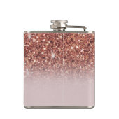 Speciaal Roos Gold Glitter drijft meisje luxe Heupfles (Achterkant)