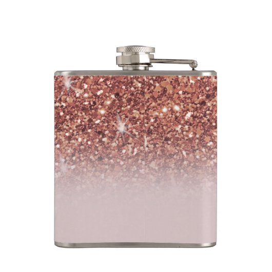 Speciaal Roos Gold Glitter drijft meisje luxe Heupfles (Achterkant)