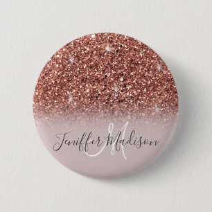 Speciaal Roos Gold Glitter drijft meisje luxe Ronde Button 5,7 Cm