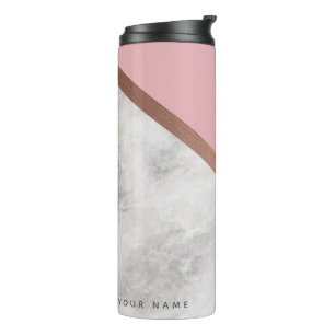 Speciaal Roos Gold Marble Effect Travel Mug Thermosbeker
