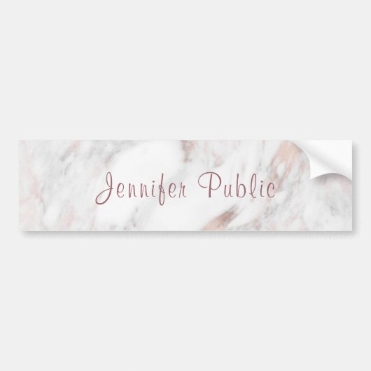 Speciaal Roos Gold Marble Handwrited Script Bumpersticker (Voorkant)