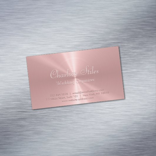 Speciaal Roos Gold Metallic Radiale Textuur Magnetisch Visitekaartje (Voorbeeld)