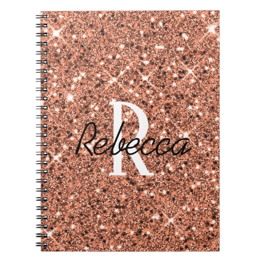 Speciaal Roos Gold Sparkle Glitter-naam Notitieboek (Voorkant)
