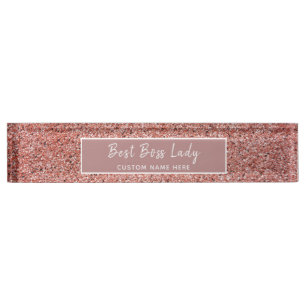 Speciaal Roos van Baas Lady Gold Glitter Sparkle Naambordje