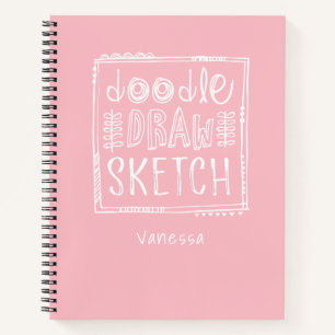 Speciaal Roze Artist Sketchbook met naam Notitieboek