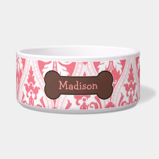 Speciaal roze Damask Dog Food Bowl Voerbakje