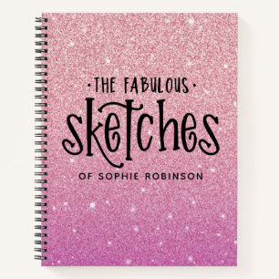 Speciaal roze Glitter Sketchbook Jouw naam nr. Notitieboek