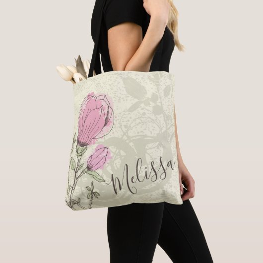 Speciaal roze Magnolia Bloom Canvas tas (Dichtbij)