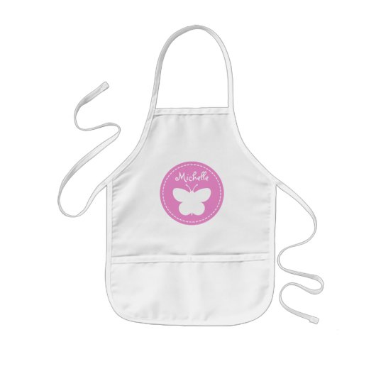 Speciaal roze vlinder schort voor het bakken van k (Voorkant)