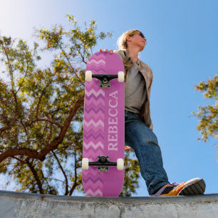 Speciaal Roze Zig Zag Fun en Edgy Skateboard