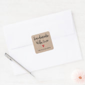 Speciaal Rustic Kraft Handgemaakt met liefde Vierkante Sticker (Envelop)