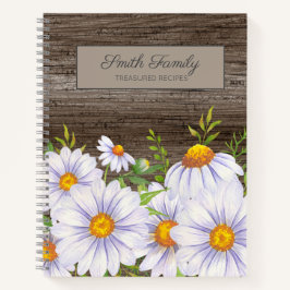 Speciaal Rustic Wood White Daisies Recipe Notitieboek