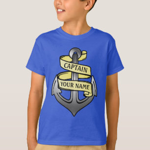 Speciaal scheepvaartkapitein Jouw naam Anchor T-shirt