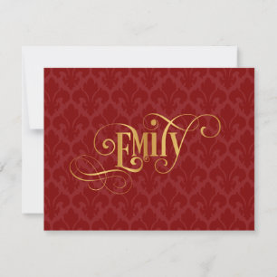 Speciaal script Emily Gold Red Fleur-de-Lis Kaart