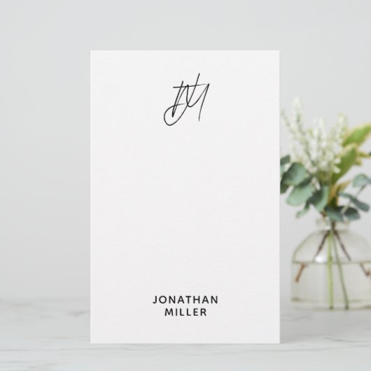 Speciaal script monogram briefpapier (Staand voorkant)