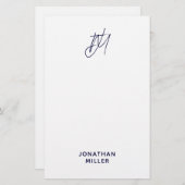 Speciaal script monogram briefpapier (Voorkant / Achterkant)