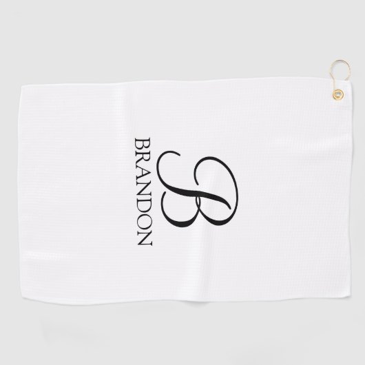 Speciaal Script Monogram en naam Golfhanddoek (Horizontaal)