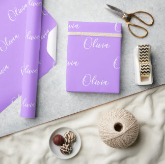 Speciaal script voor Paarse naam pasta Cadeaupapier