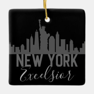Speciaal Silhouette New York Skyline Excelsior Keramisch Ornament