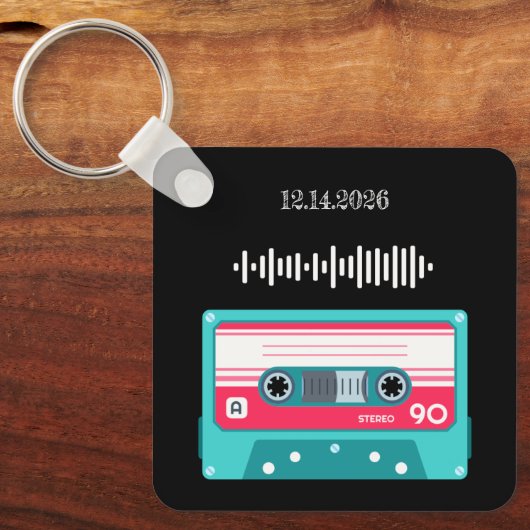 Speciaal Song QR Code Message Retro Cassette Sleutelhanger (Voorkant)