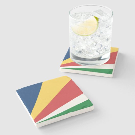 Speciaal stenen onderzetter met Seychellen kleuren (Zijkant)