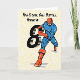 Speciaal stiefbroer 8e verjaardag Superheld Kaart