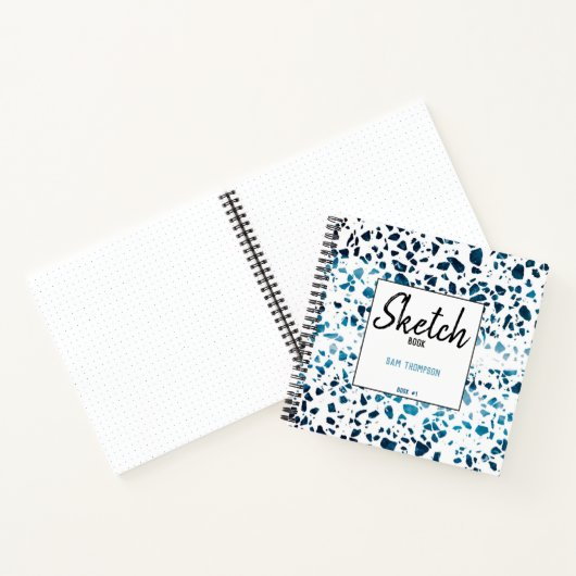 Speciaal Terrazzo Mosaic Navy Blue Sketchbook Notitieboek (Binnen)