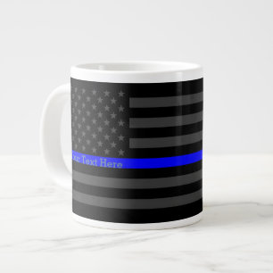 Speciaal thin Blue Line Grey US Flag Design Extra Grote Mok