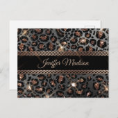 Speciaal Trendy Leopard Black Gold Glitter Briefkaart (Voorkant / Achterkant)