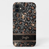 Speciaal Trendy Leopard Black Gold Glitter Case-Mate iPhone Case (Achterkant)