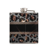 Speciaal Trendy Leopard Black Gold Glitter Heupfles (Achterkant)