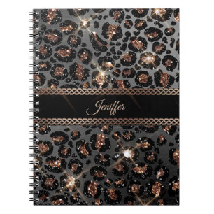 Speciaal Trendy Leopard Black Gold Glitter Notitieboek